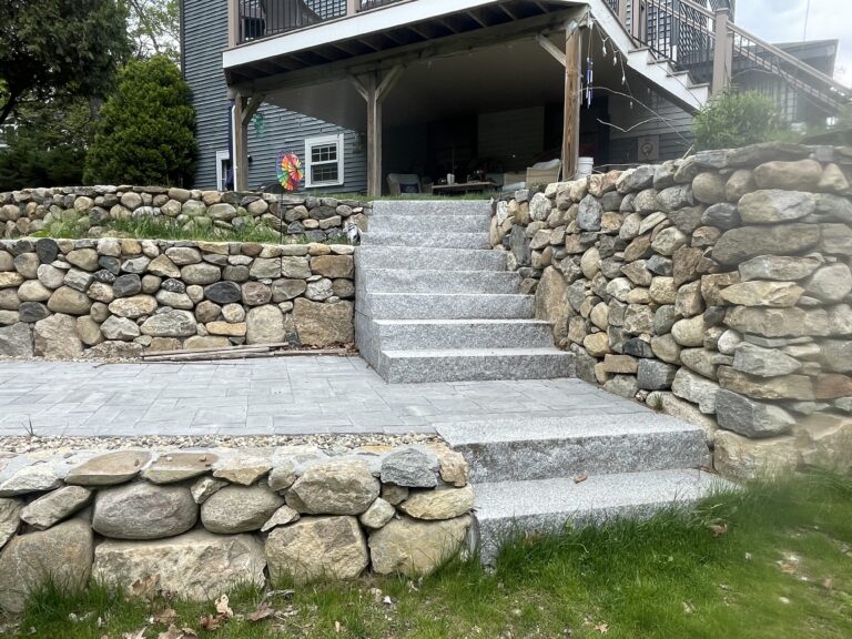 Outdoor stone wall and stone steps