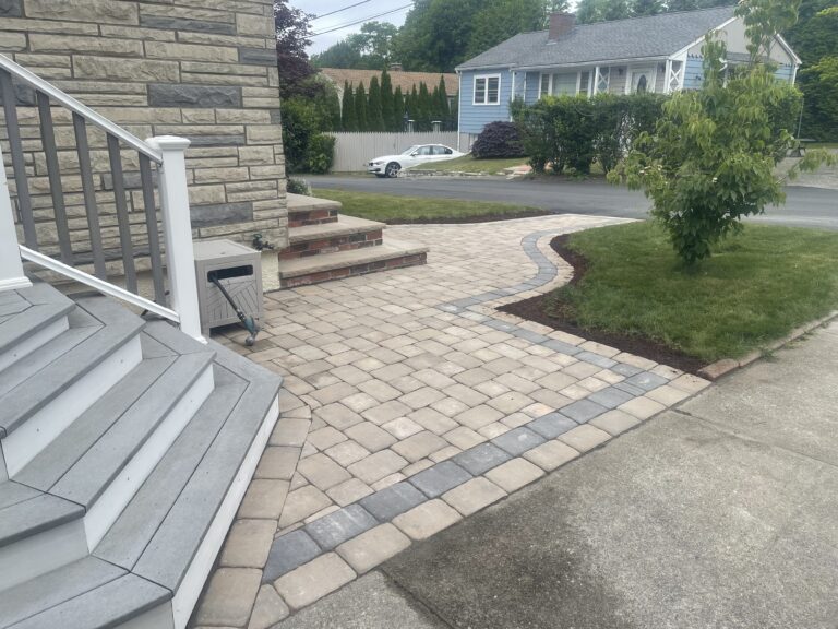 Front entryway stone steps and walkway